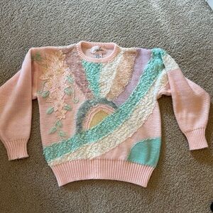 Jaclyn Smith Vintage 80s Sweater pastel pink beaded